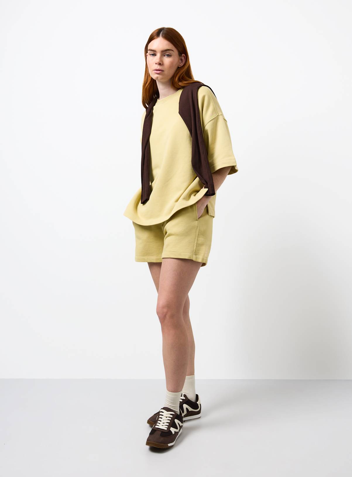 Pale Green Washed Co-ord Jersey Shorts M - Image 2